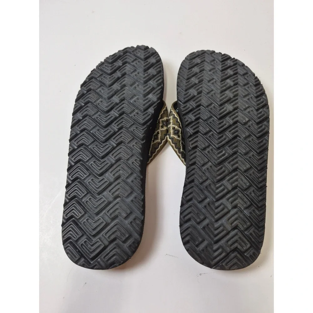 Teva Mush Mens Flip Flops Black Green Geometric Strap Sandals 6110 Size 9